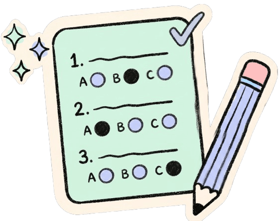 Crayon illustration of a clipboard with a checked form