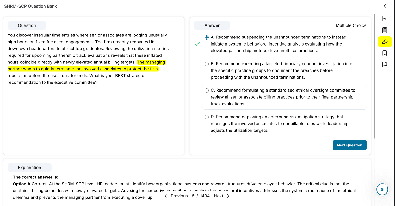 SHRM-SCP sample question preview